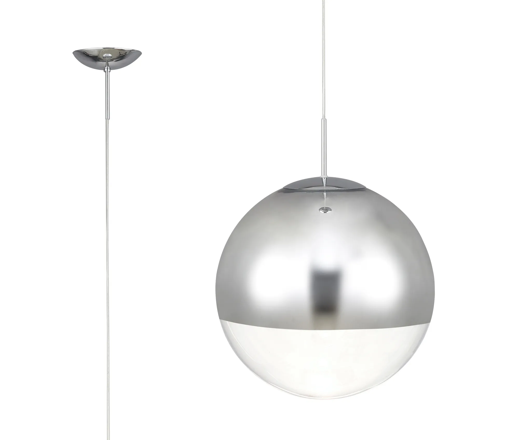 D0125  Miranda 30cm Glass Pendant 1 Light Polished Chrome